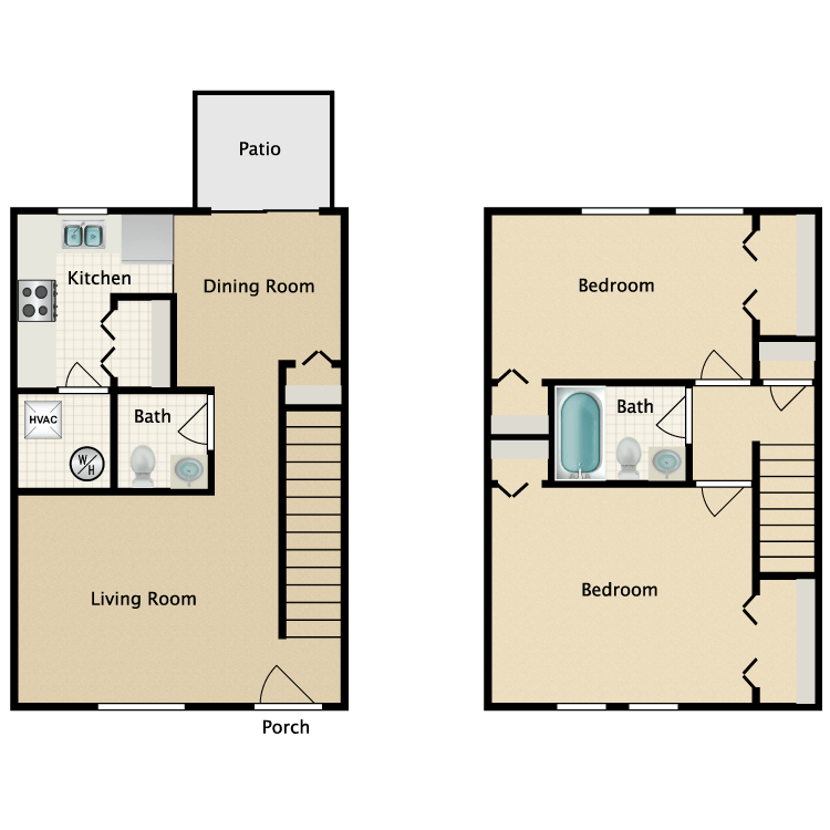 Floor plan image of 2 Bed Townhome