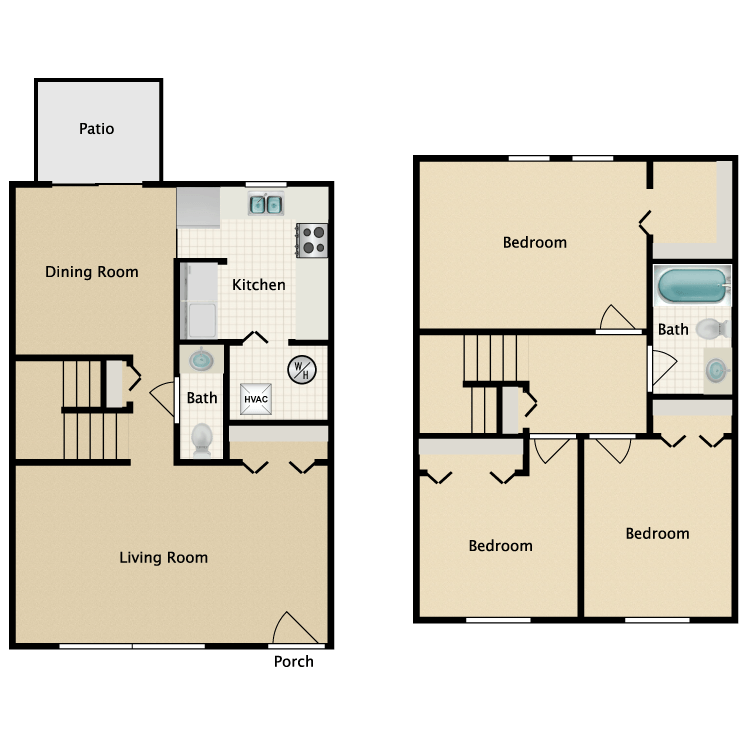 Floor plan image of 3 Bed Townhome
