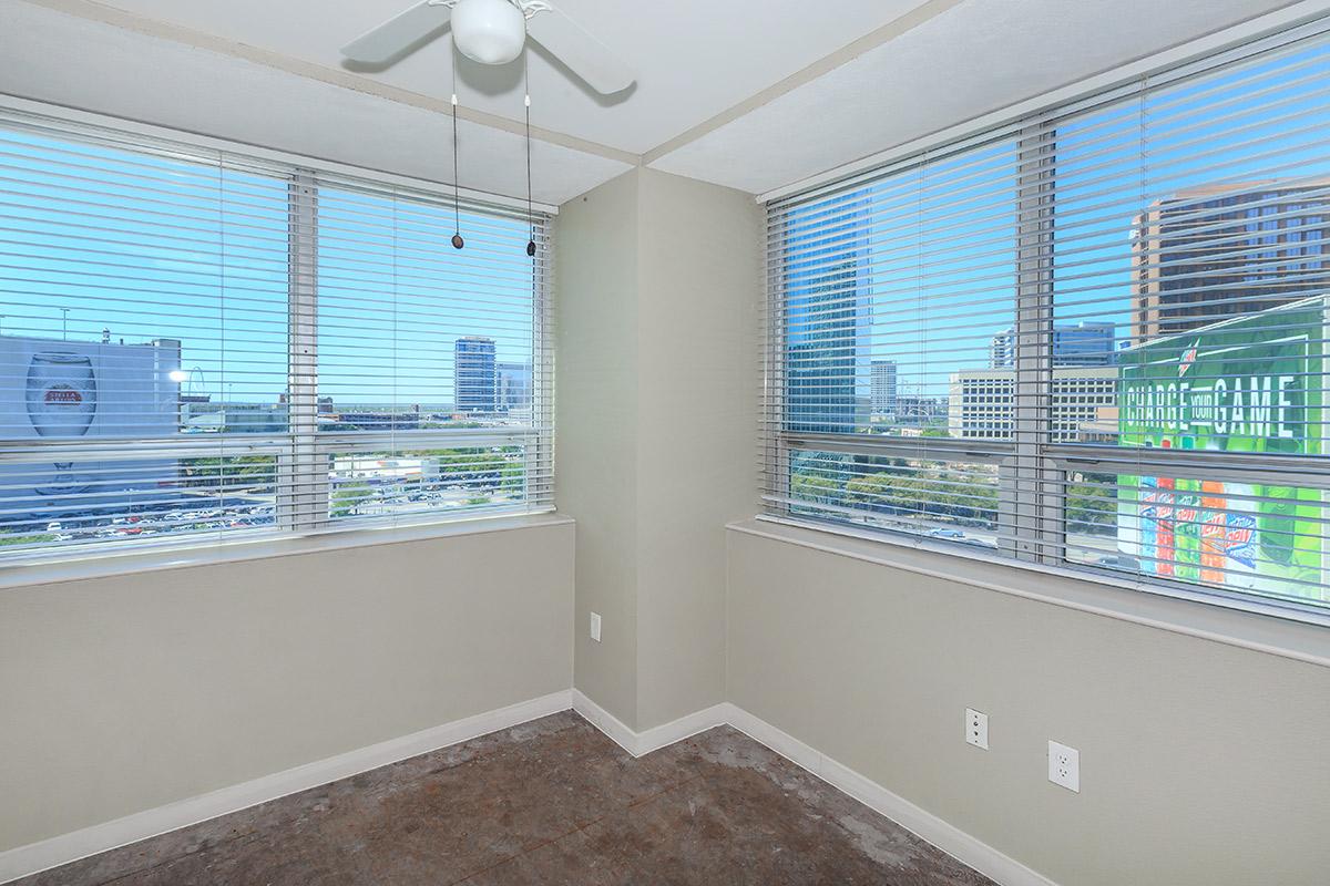 a room with a large window