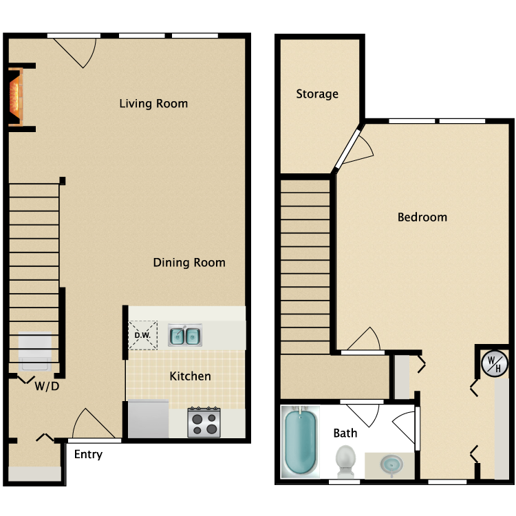 Floor plan image of 1 Bed Townhome