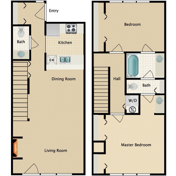 Floor plan image of 2 Bed Townhome