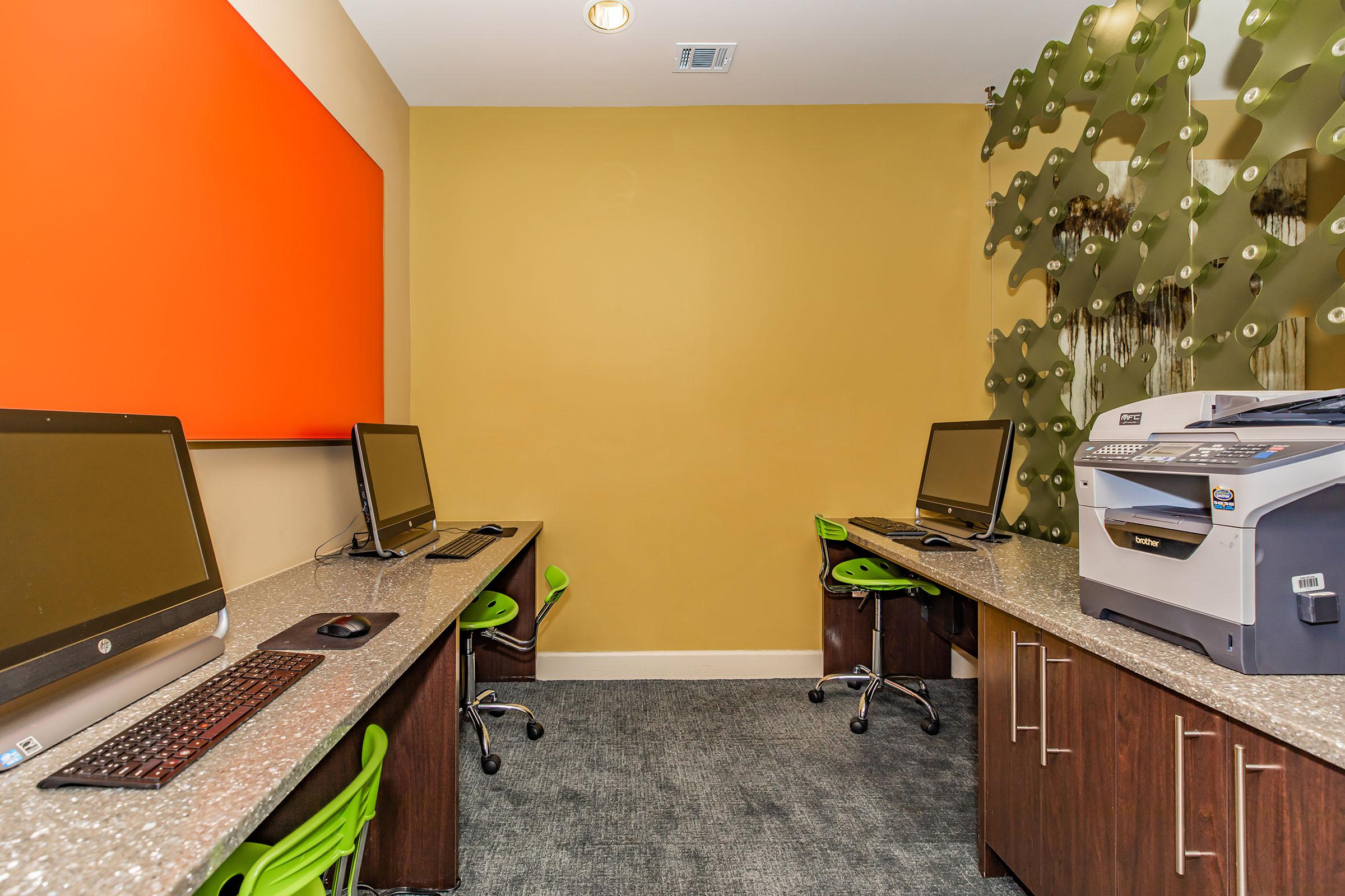 community computer room with desks and chairs