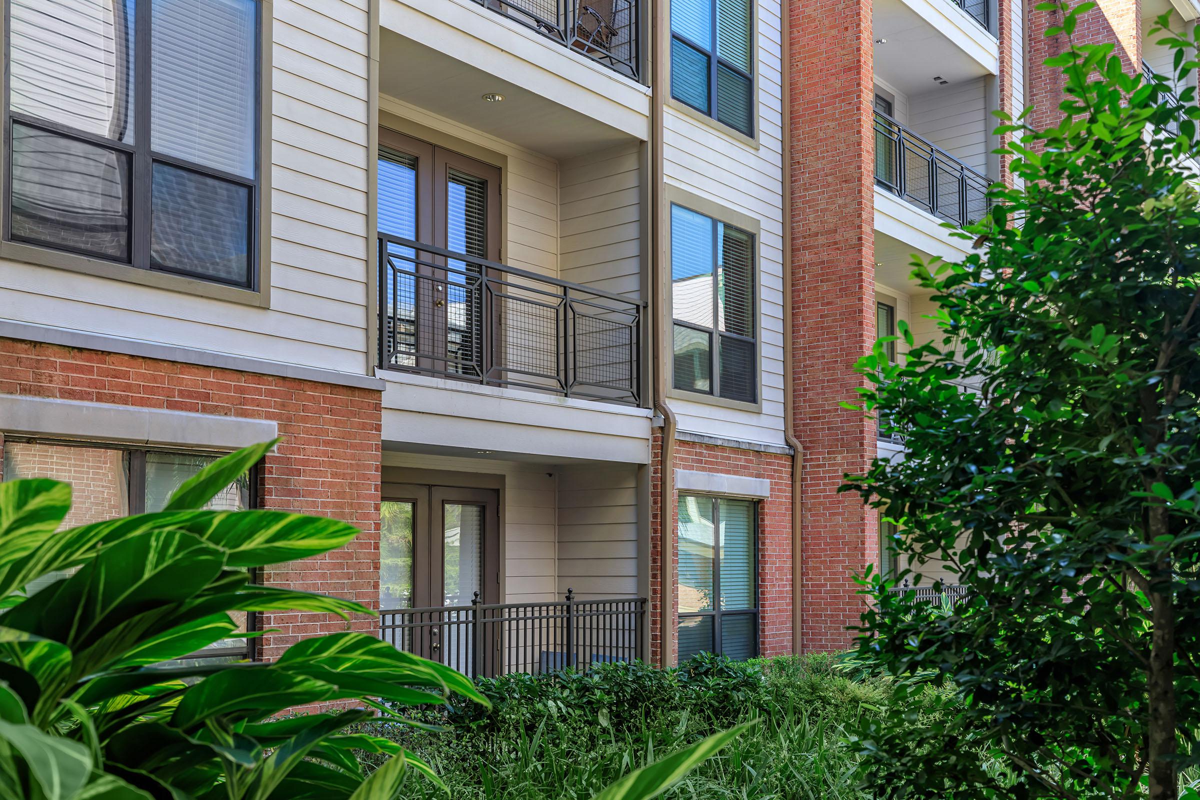 patios and balconies with green plants