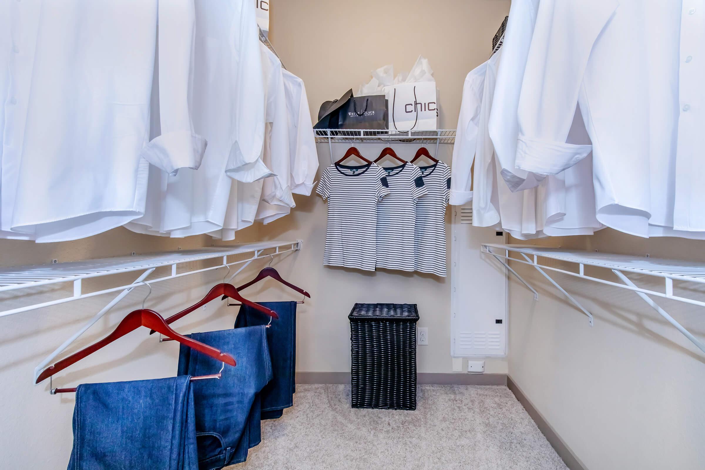 clothes hanging on a wall