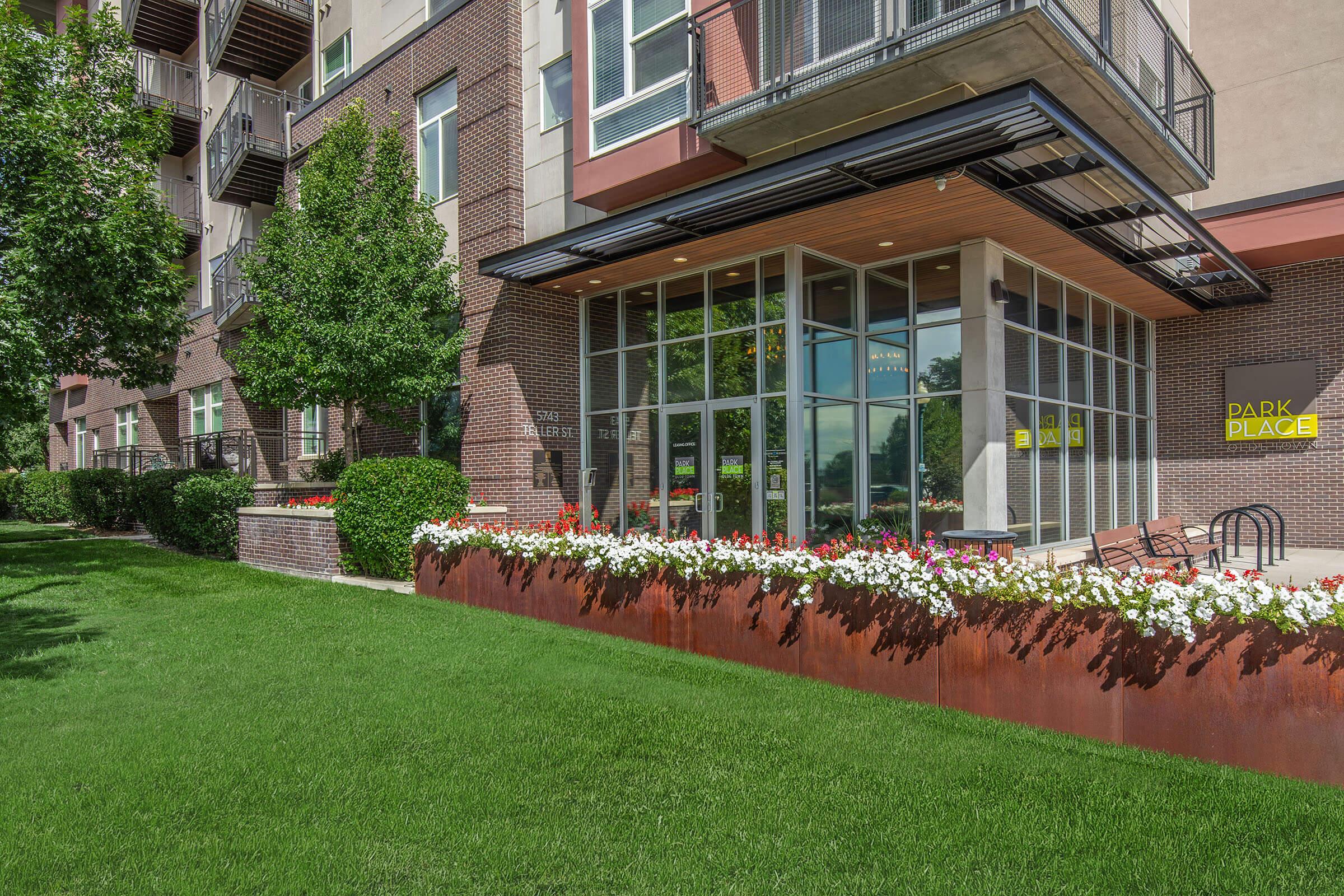 a large lawn in front of a building