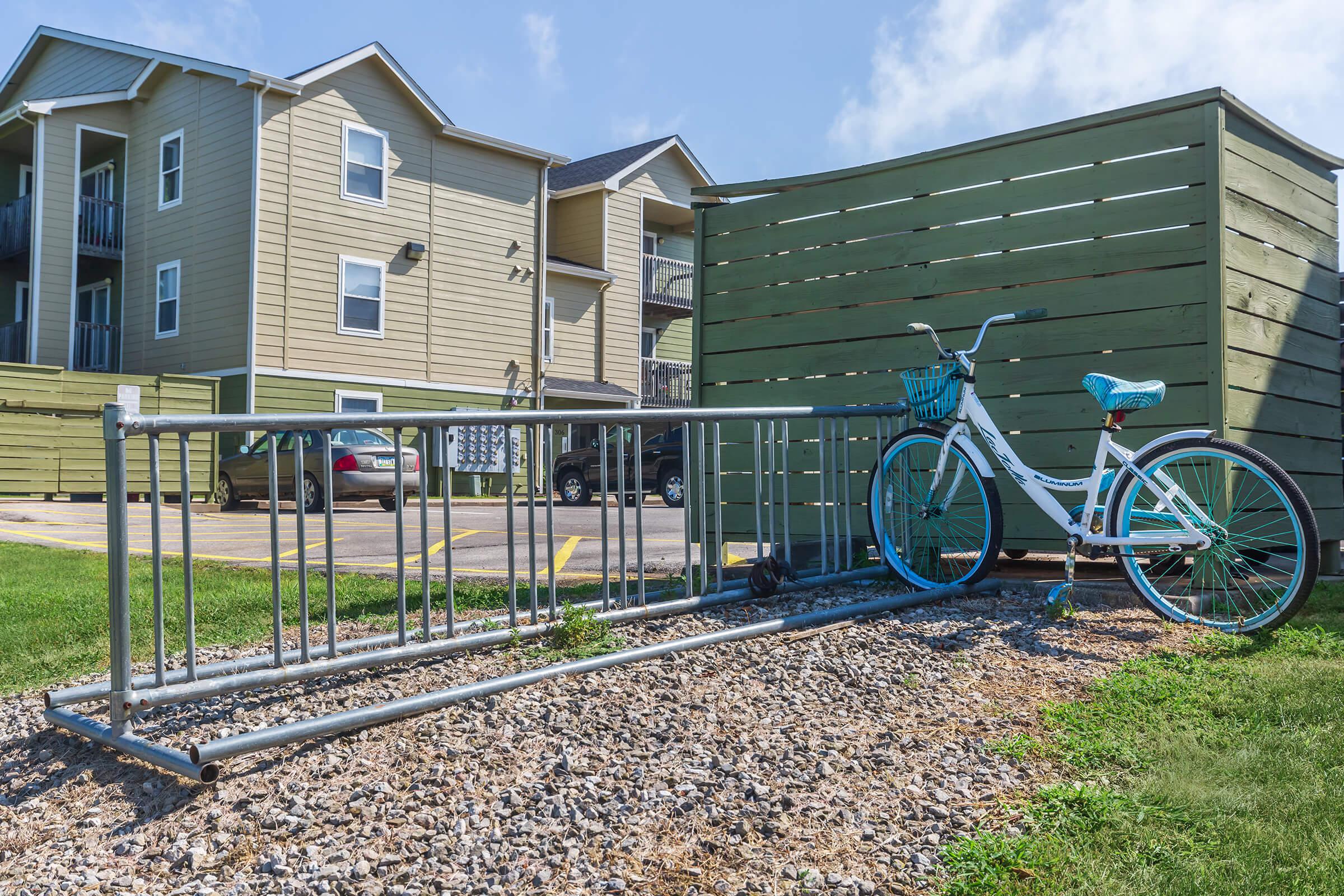 a bicycle in front of a house