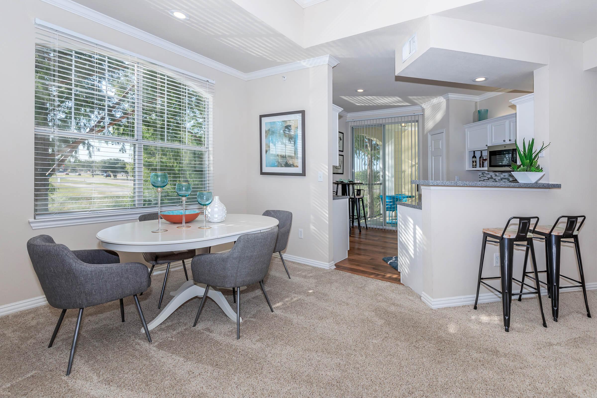 carpeted dining room