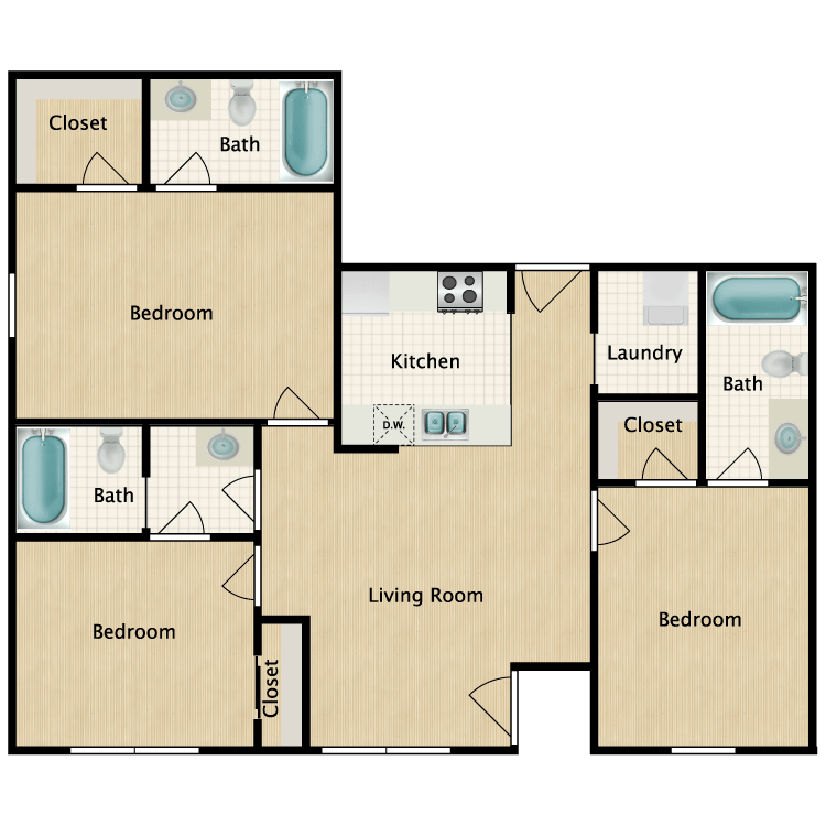 Floor plan image of 3 Bedroom D