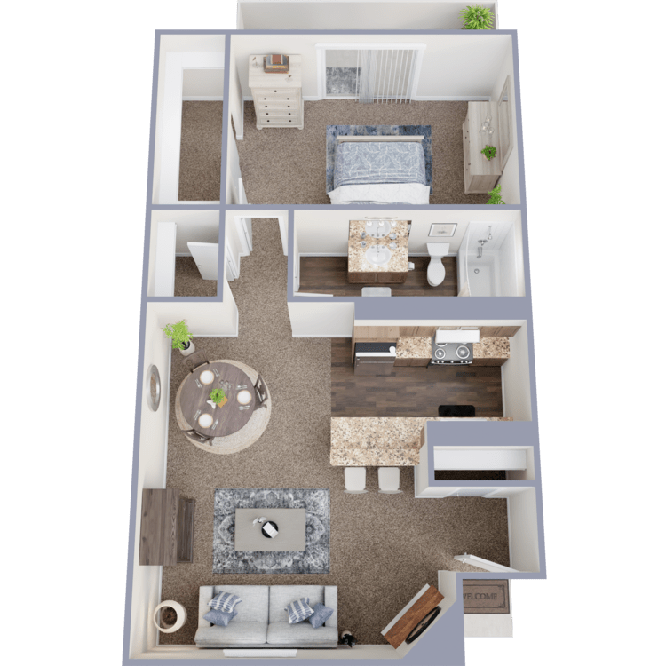 1 Bed 1 Bath floor plan image