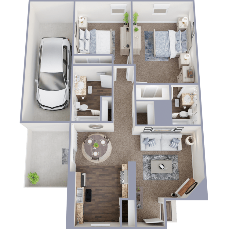 2 Bed 2 Bath floor plan image