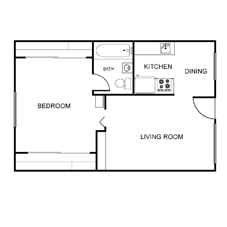Floor plan image of One Bed One Bath