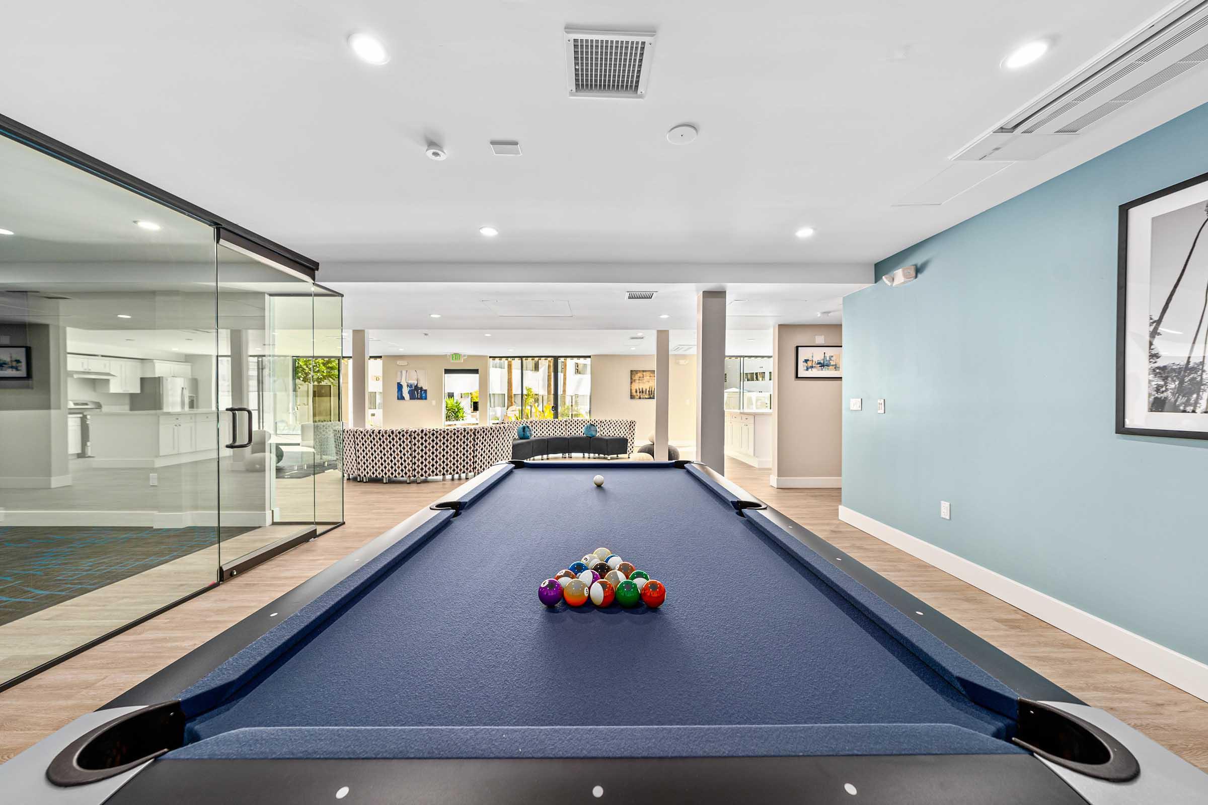 a pool table in a room