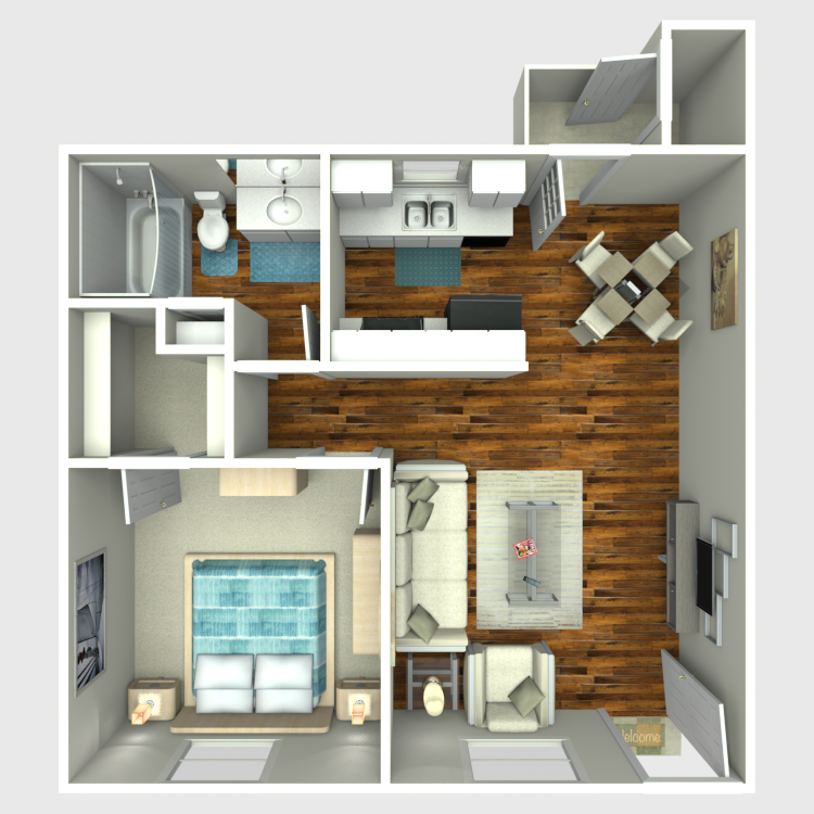 Floor plan image of 1 Bed 1 Bath