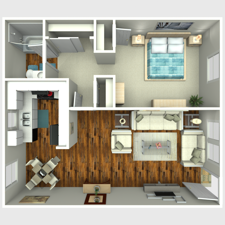 Floor plan image of 1 Bed 1 Bath-B