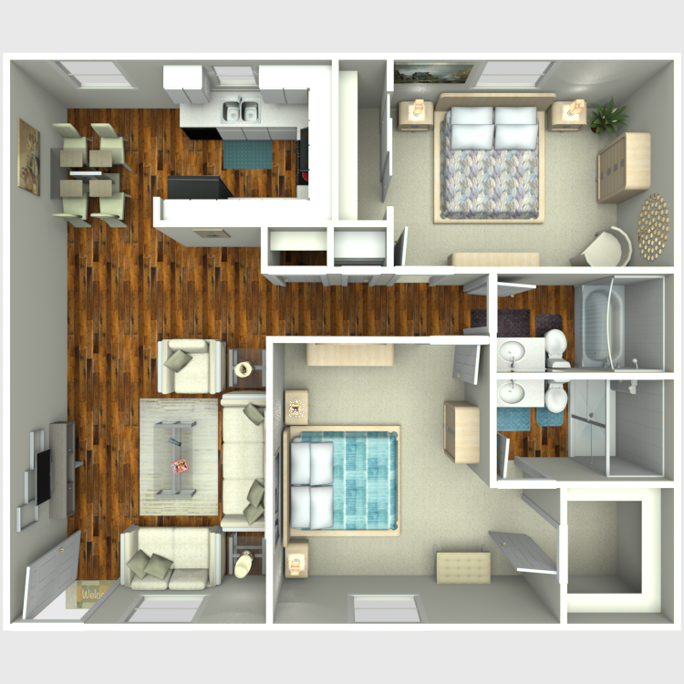 Floor plan image of 2 Bed 2 Bath