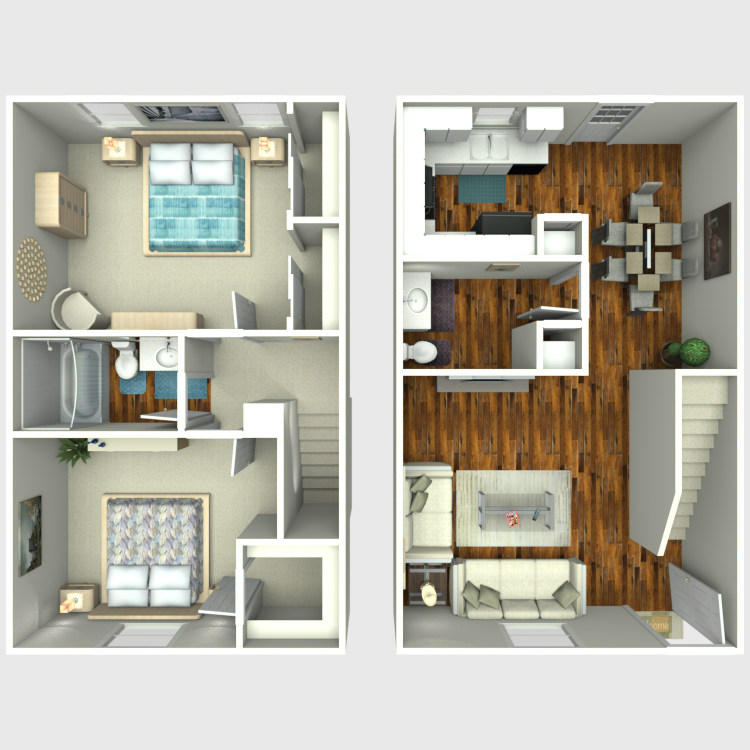 Floor plan image of 2 Bed 1.5 Bath