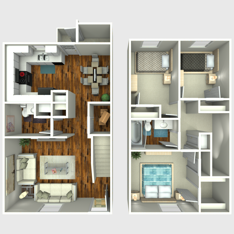 Floor plan image of 3 Bed 1.5 Bath