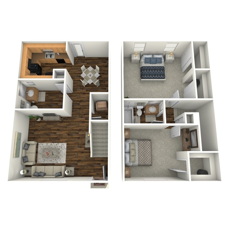 Floor plan image of 2 Bed 1.5 Bath