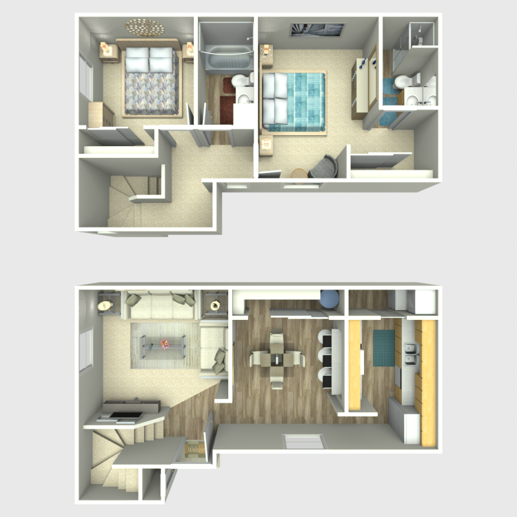 Floor plan image of 2 Bedroom 2 Bath Townhome