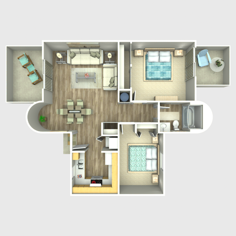 Floor plan image of 2 Bedroom 1 Bath Garden Level