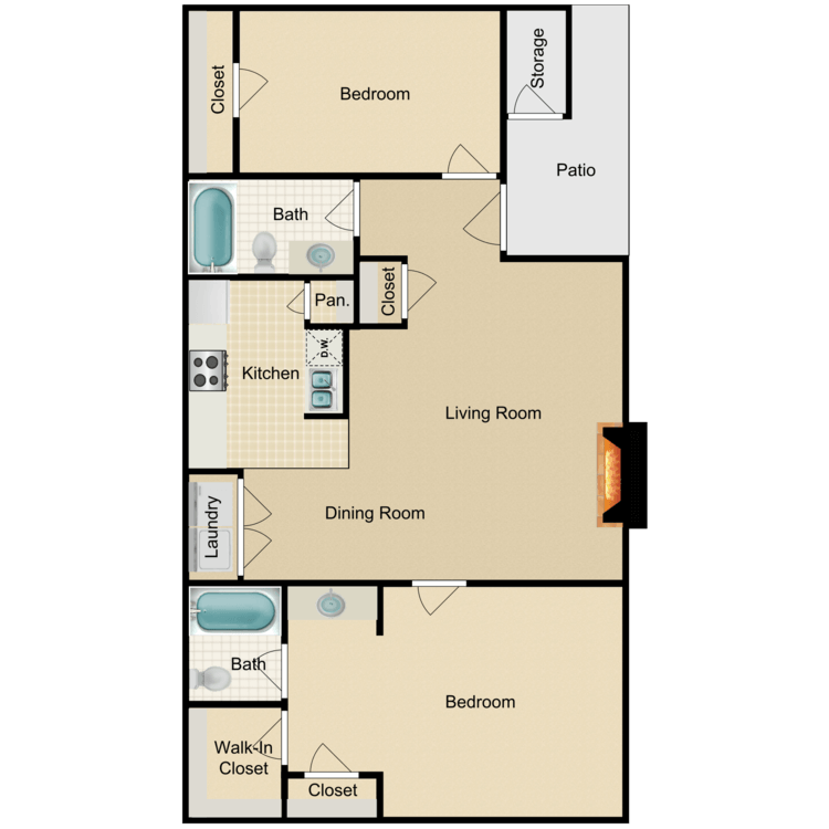 Floor plan image of 2 Bedroom 2 Bath