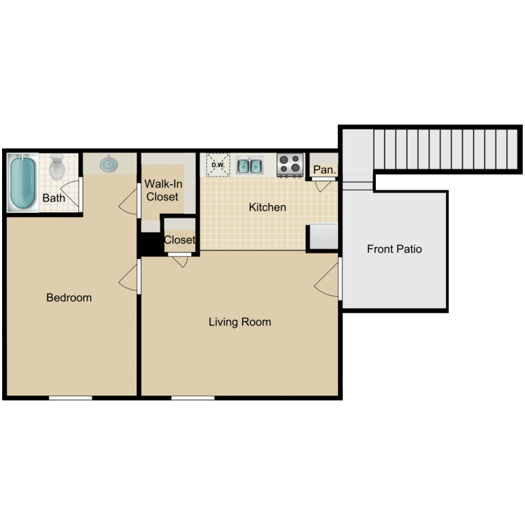 Floor plan image of 1 Bed 1 Bath A