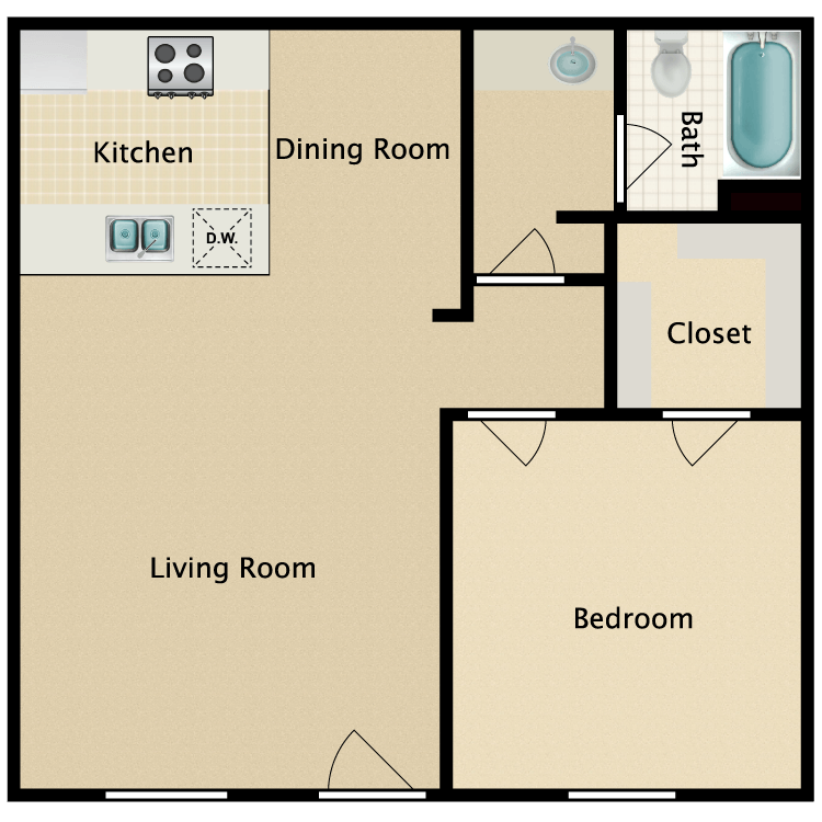 Floor plan image of One Bedroom Large