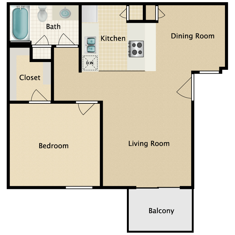 Floor plan image of One Bedroom Small