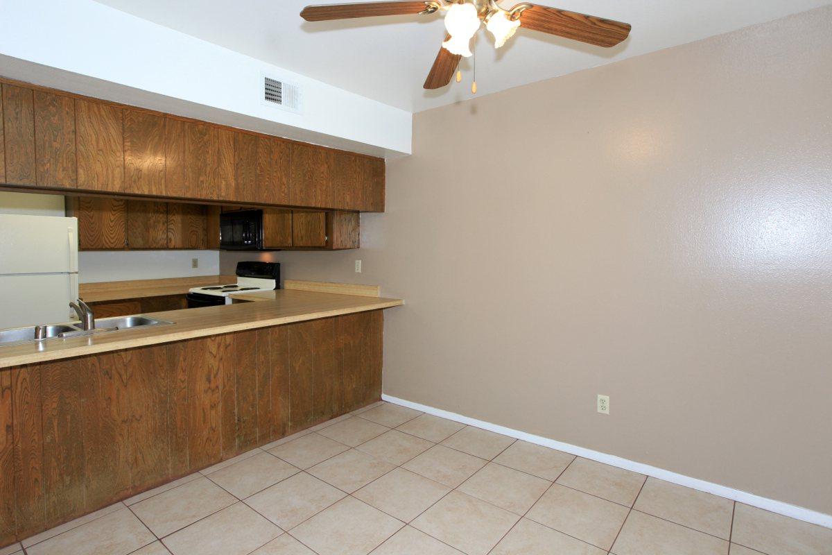 Dining room with tile flooring