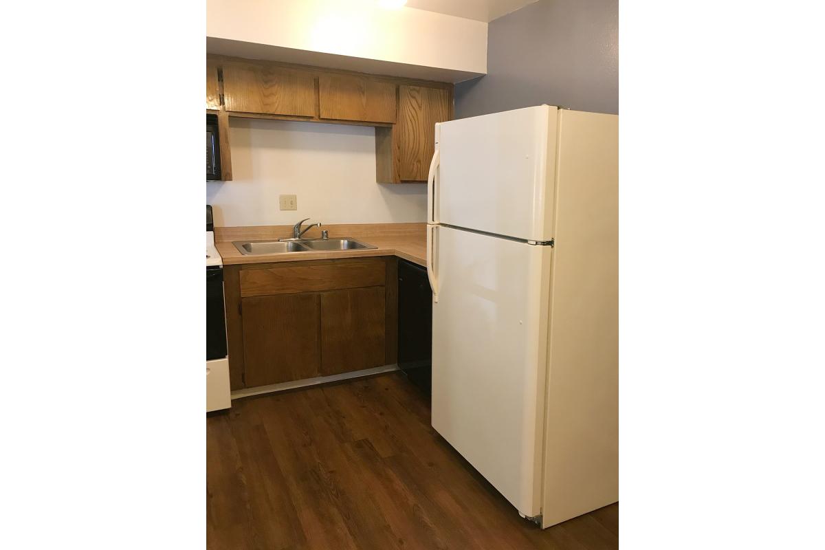 White refrigerator in the kitchen