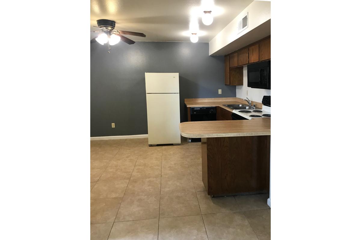 Kitchen with white appliances