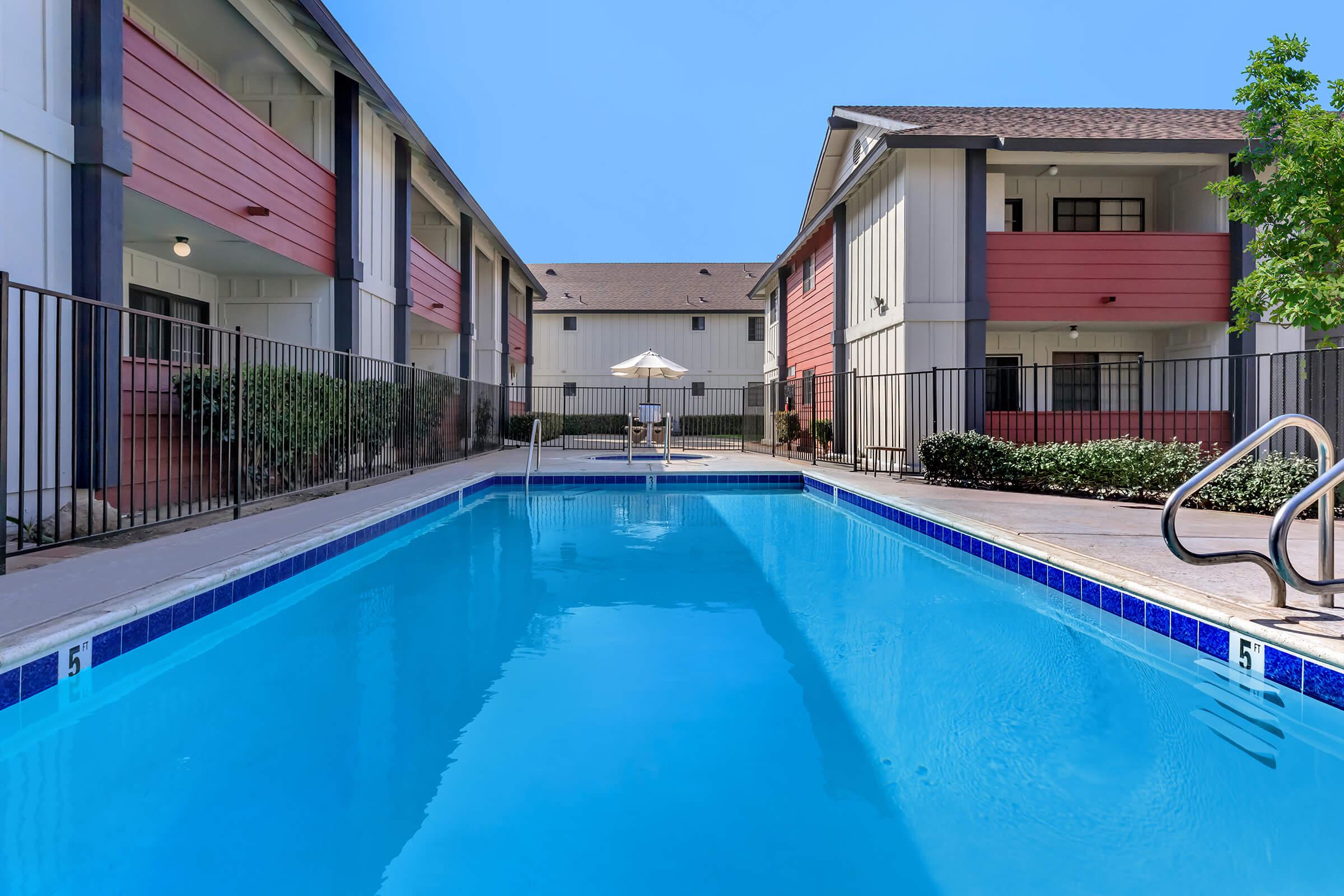 a blue pool of water