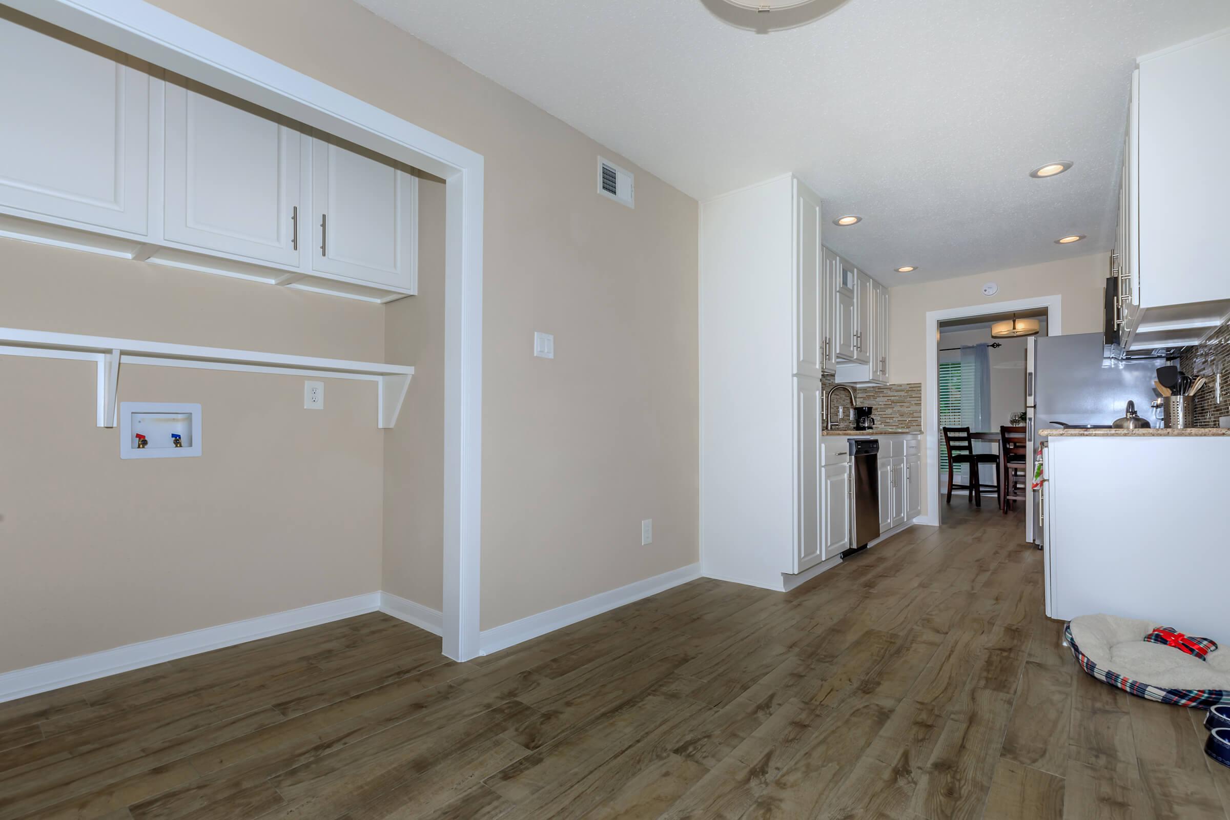 a room with a wood floor