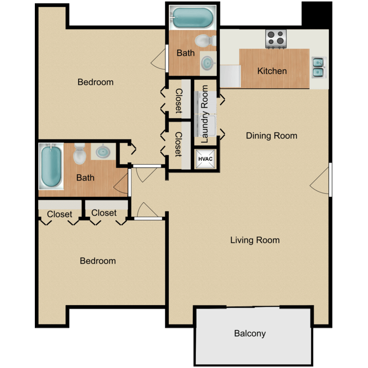 Floor plan image of 2 x 2 small