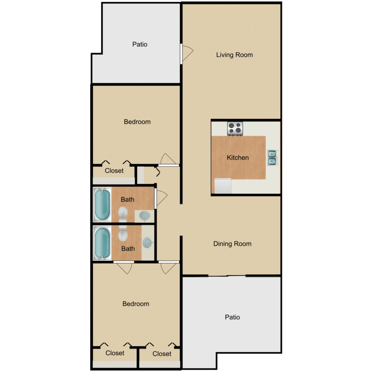 Floor plan image of 2 x 2 large