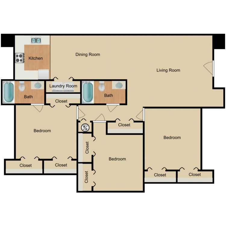 Floor plan image of 3 x 2