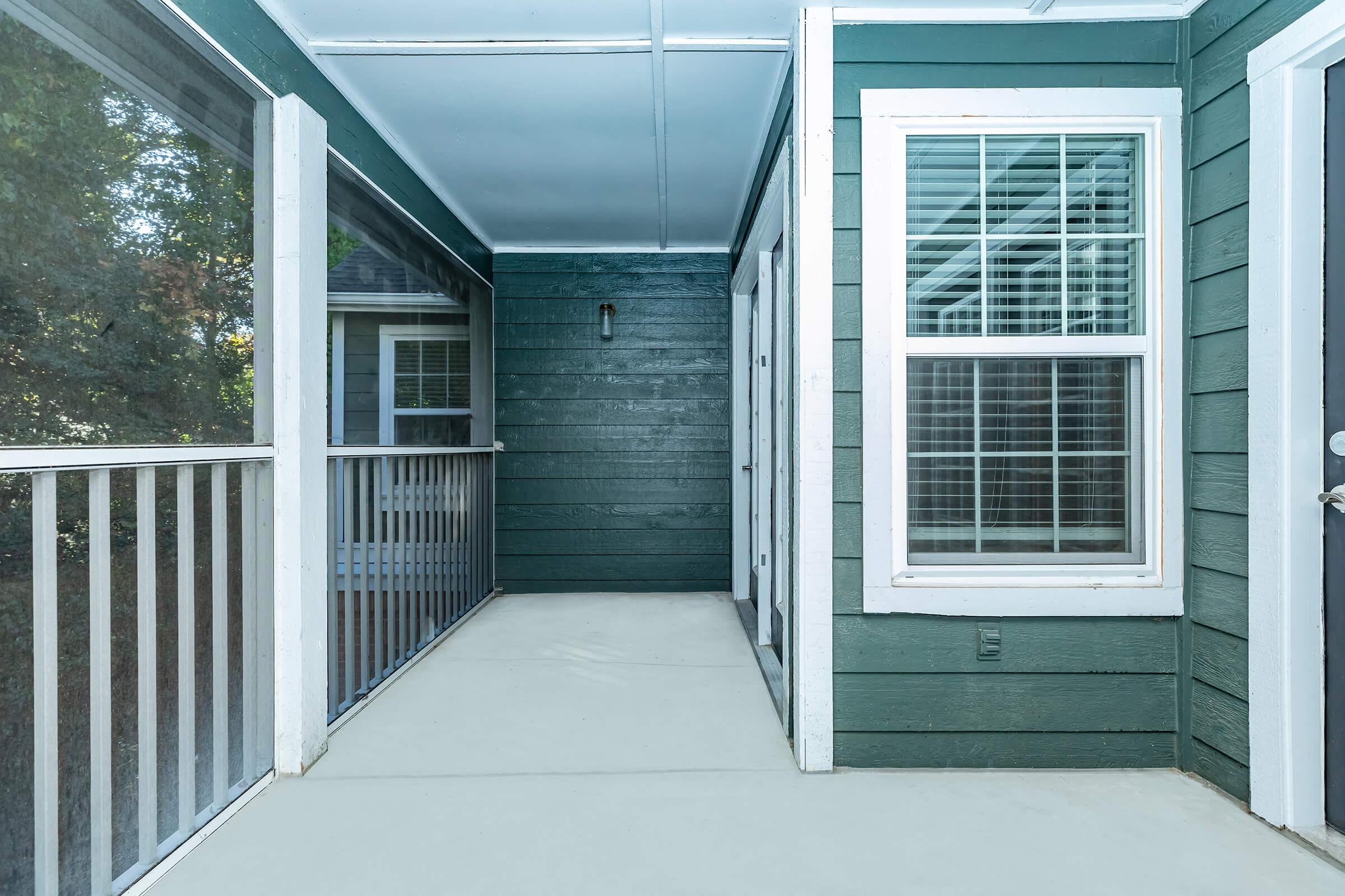 a building with a green door