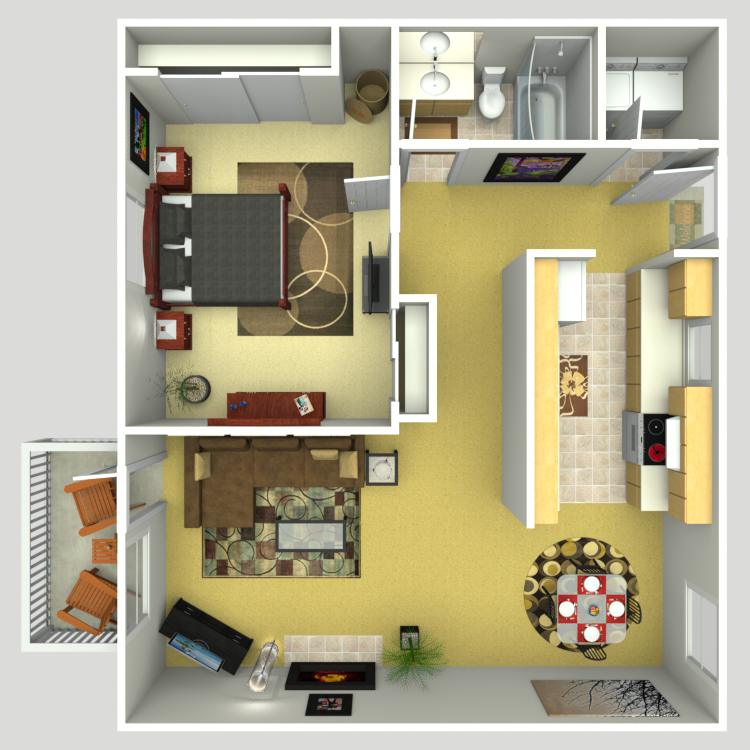 Floor plan image of 1 Bed 1 Bath