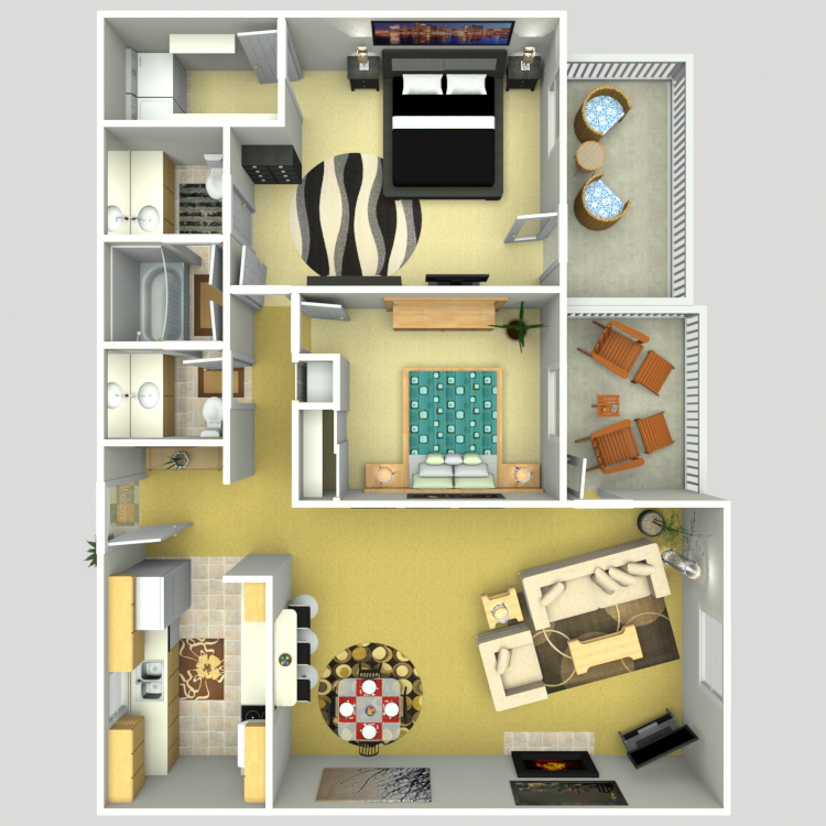 Floor plan image of 2 Bed 1.5 Bath