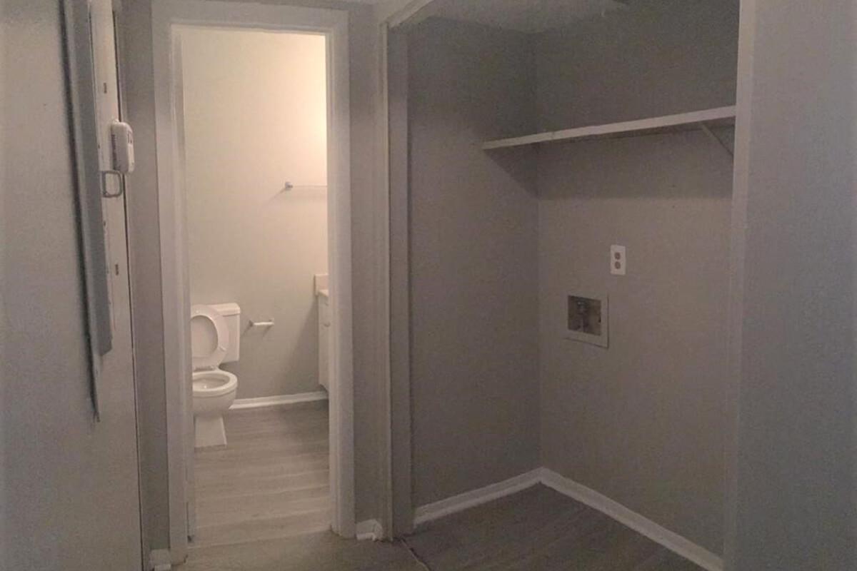 a view of the shower and sink
