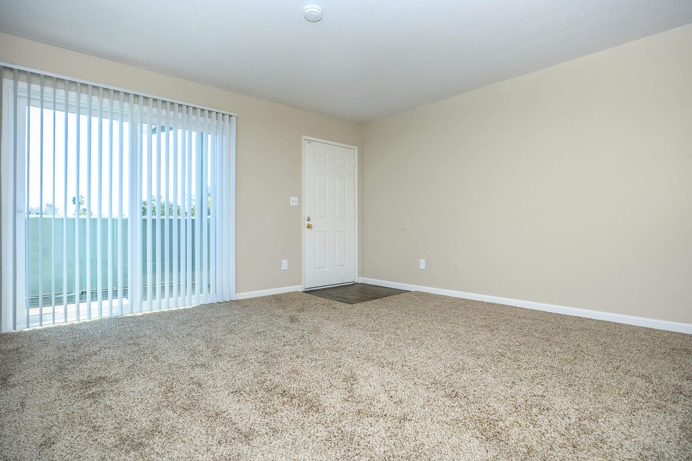 Living room with open window blinds