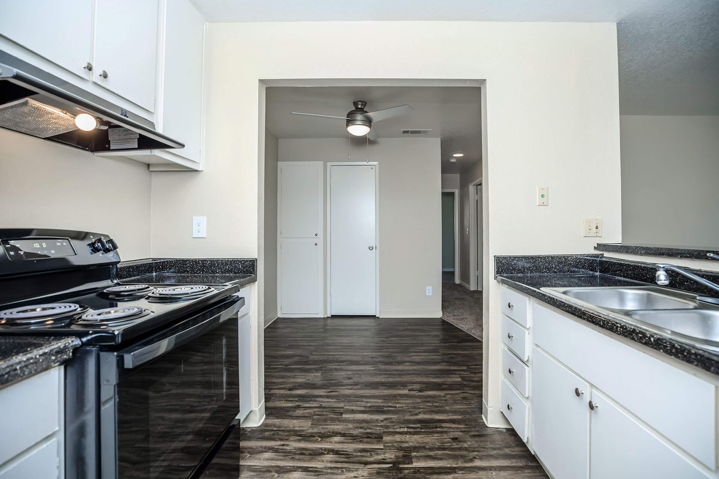 Kitchen with white cabinets