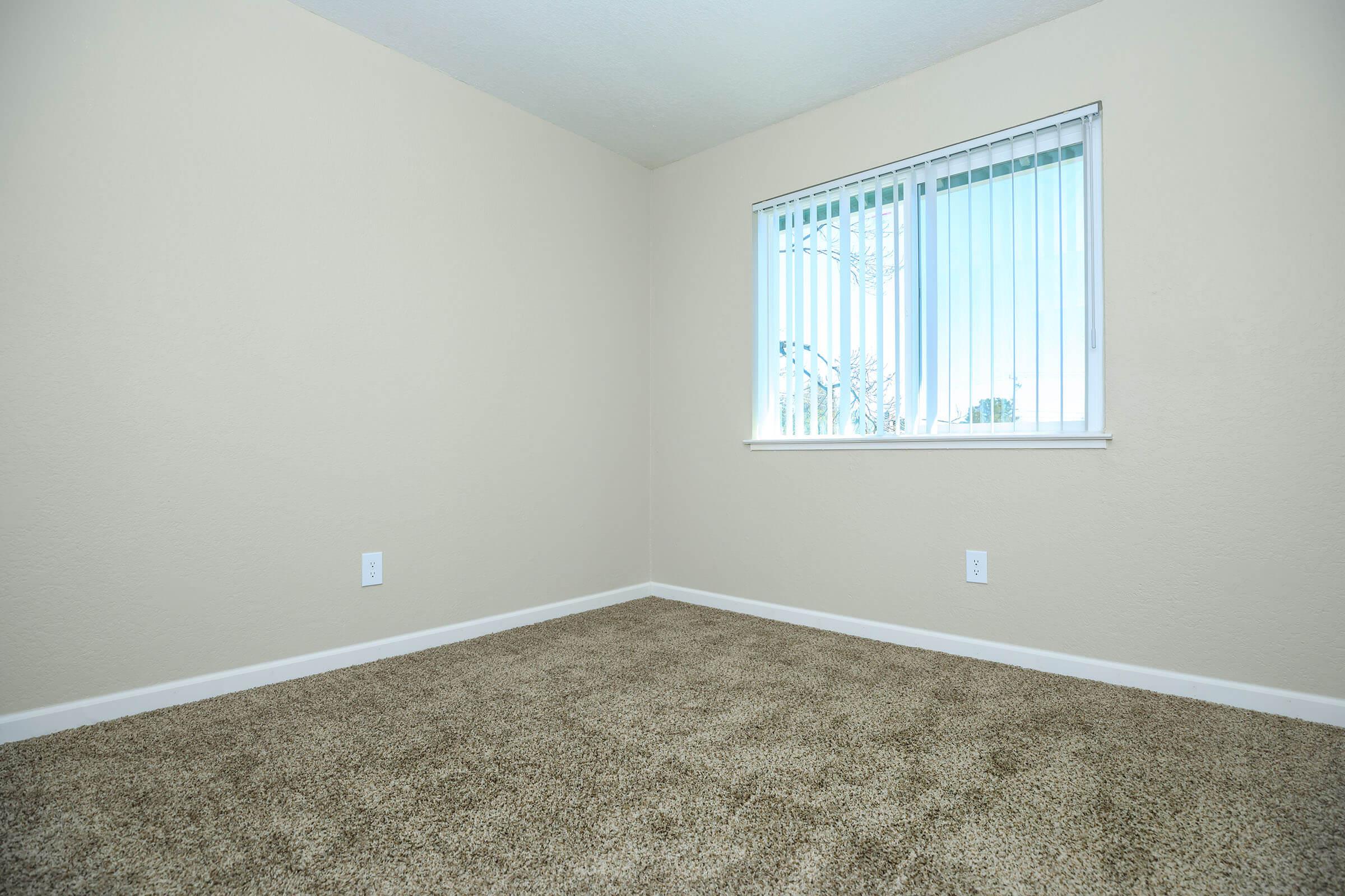 Vacant carpeted bedroom with a window