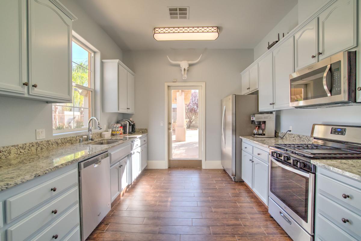 Kitchen with stainless steel appliances