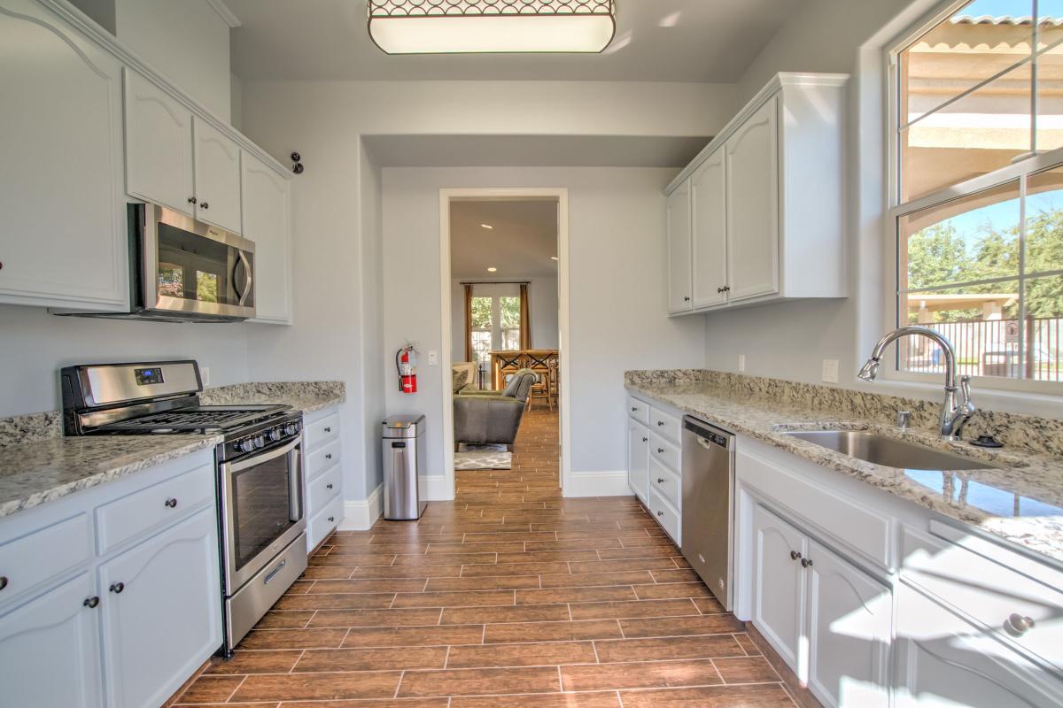 Kitchen with white cabinets