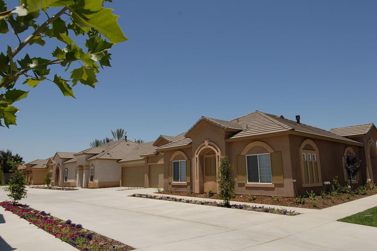 Community buildings with green plants