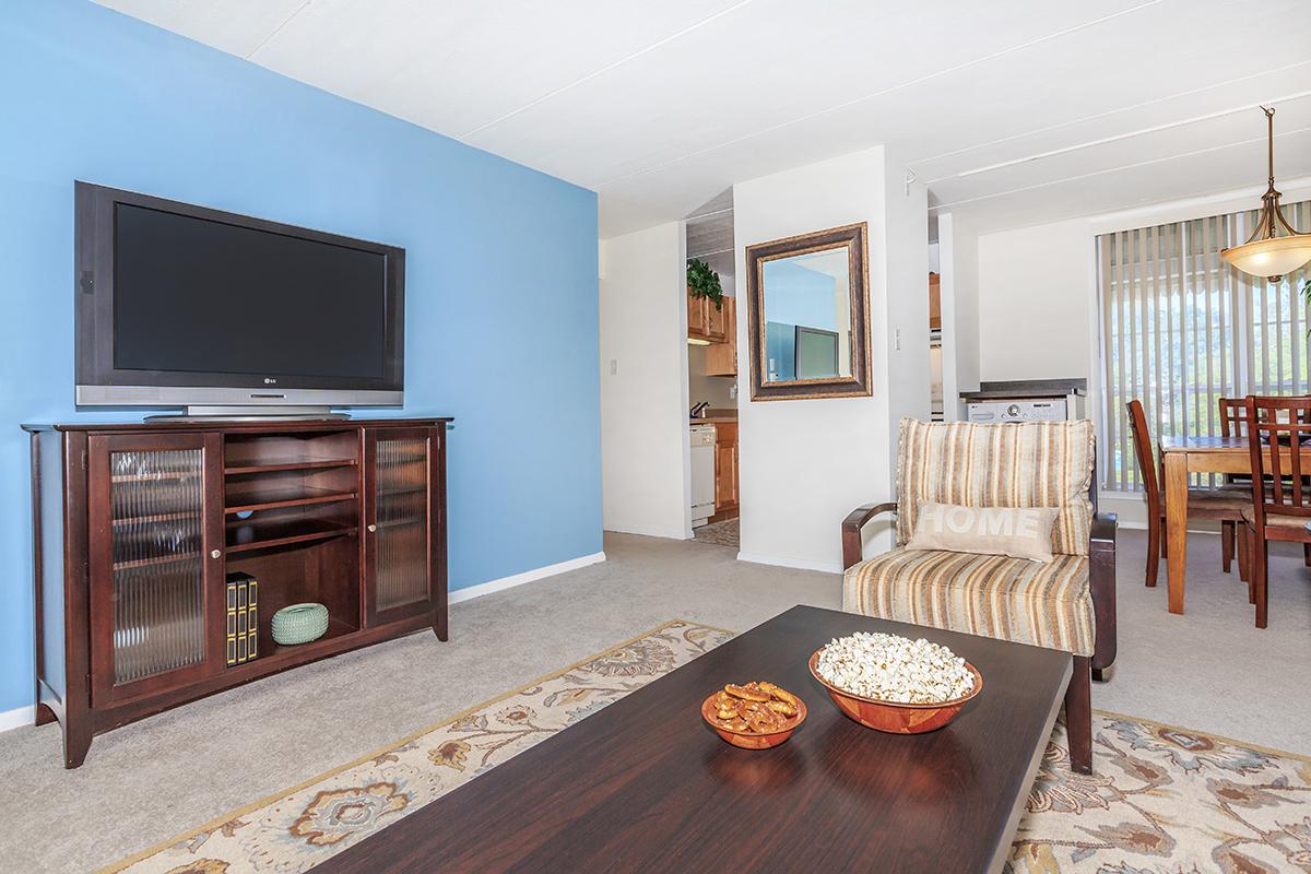 a living room filled with furniture and a flat screen tv