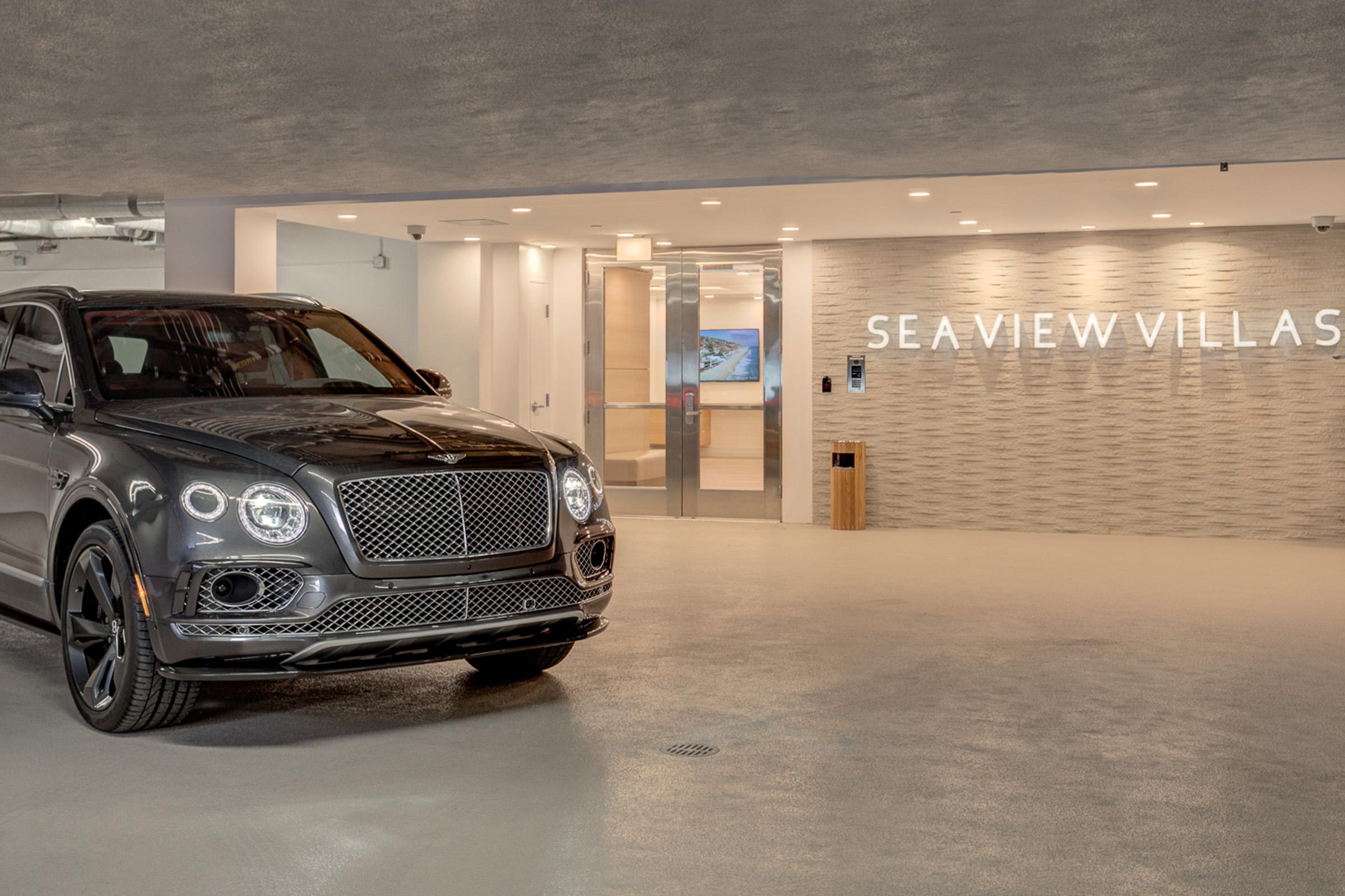 a car parked in a room