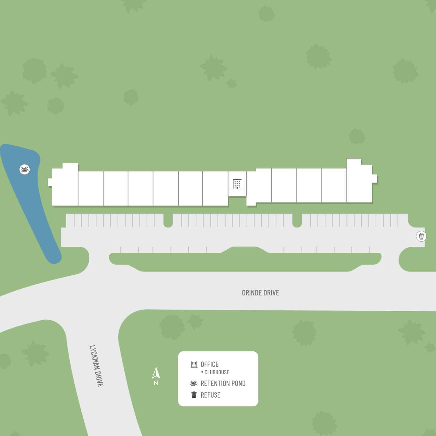 A site map marked by red dots showing unit locations, if available.
