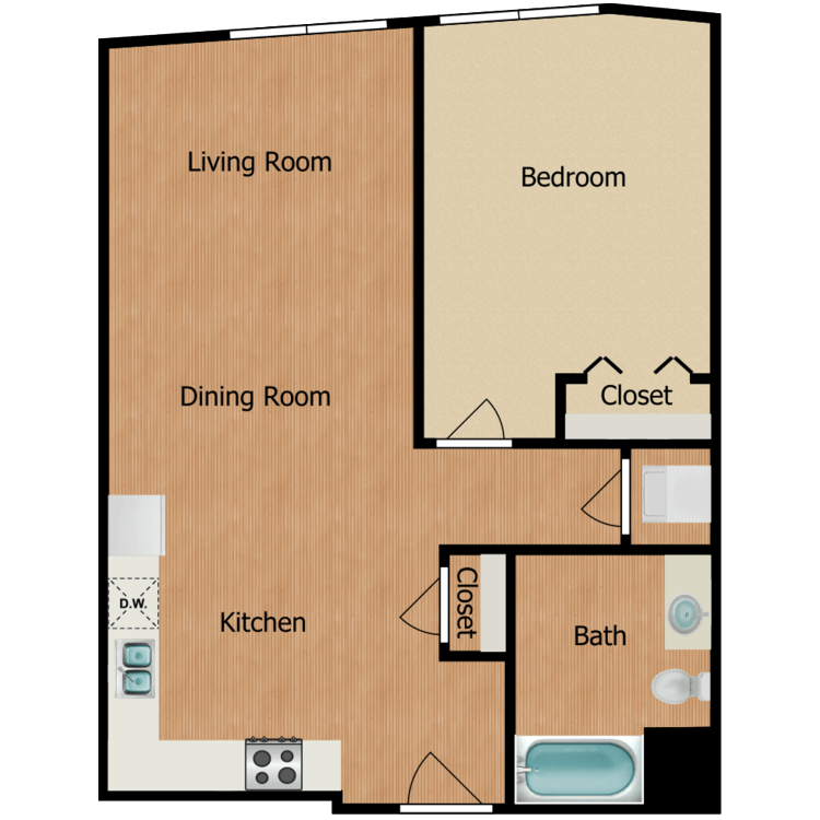 Floor plan image of One Bedroom